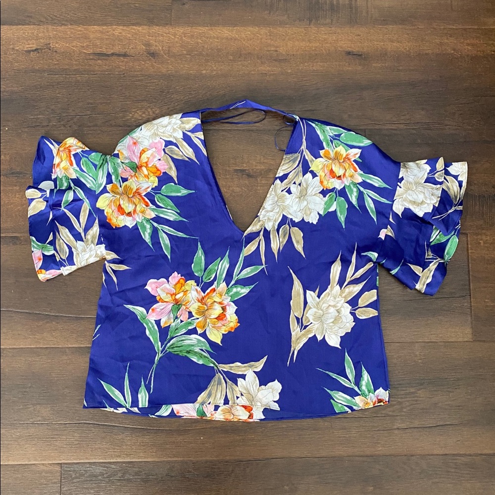 Zara Basic Floral Top - image 1